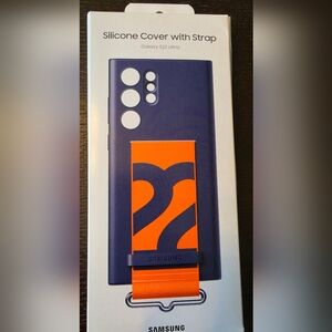 Samsung Galaxy S22 Ultra Phone Case - Midnight Blue With Orange Strap - New
